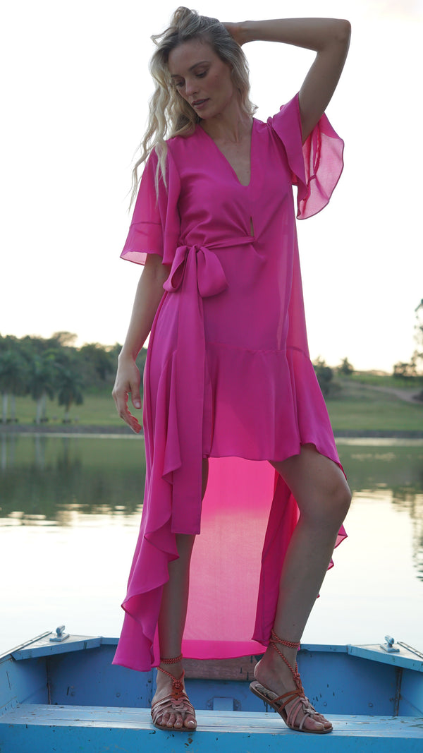 VESTIDO DE SEDA LILA PINK